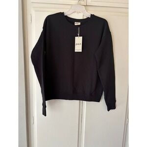 Pact Organic Cotton Crewneck Sweatshirt Black Small NWT Pullover Fleece